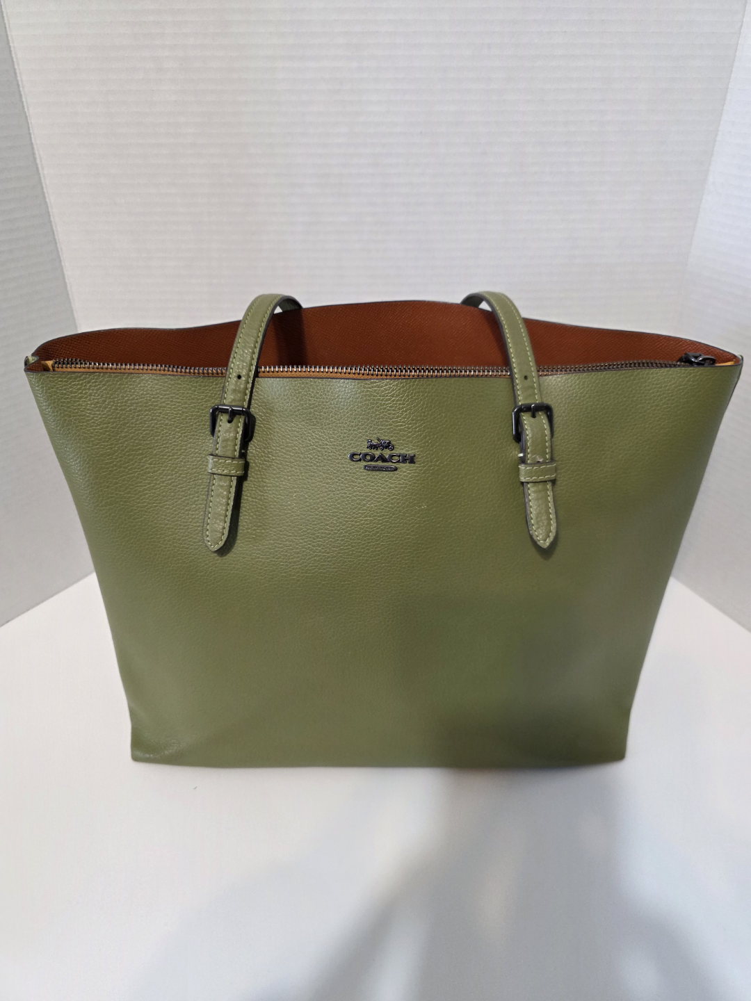 Coach Olive Green Leather Tote Bag - photo 5