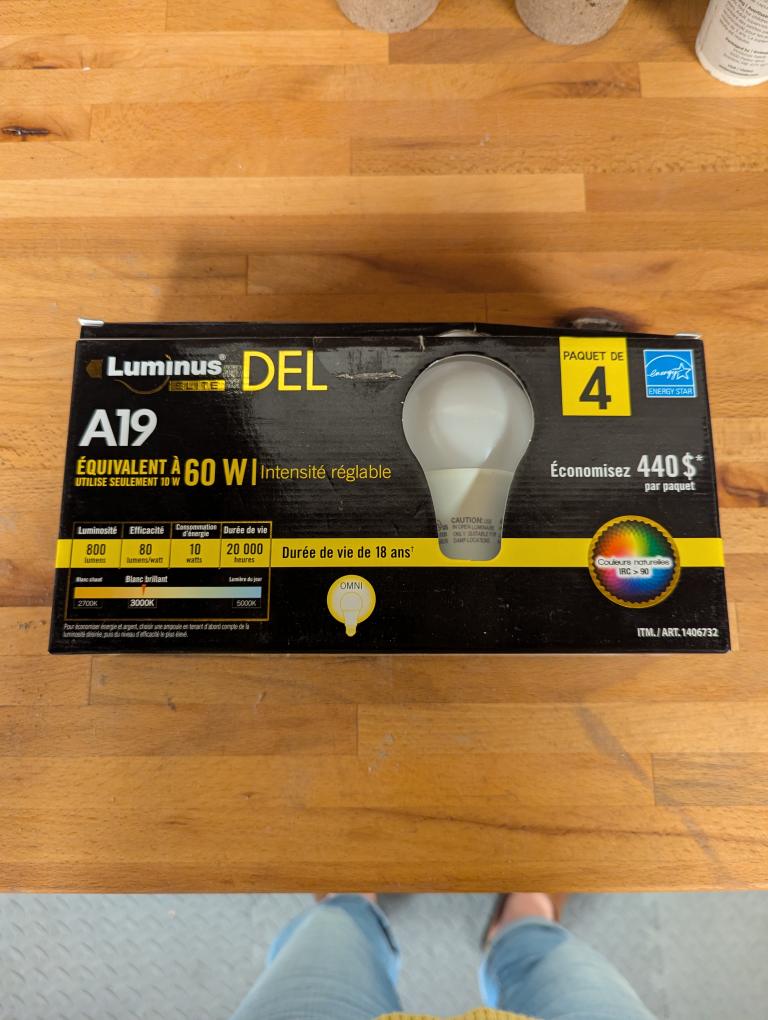 4-Pack Luminus LED A19 60W Dimmable Bulbs