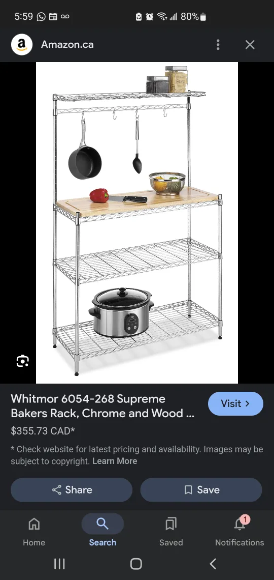 metal bakers rack/coffee station/kitchen storage rack thumbnail