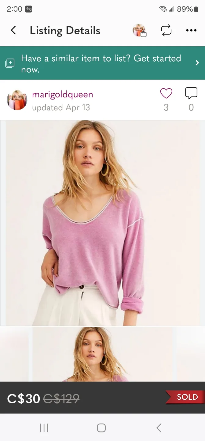 Free People Pink Sweater 100% Cashmere thumbnail