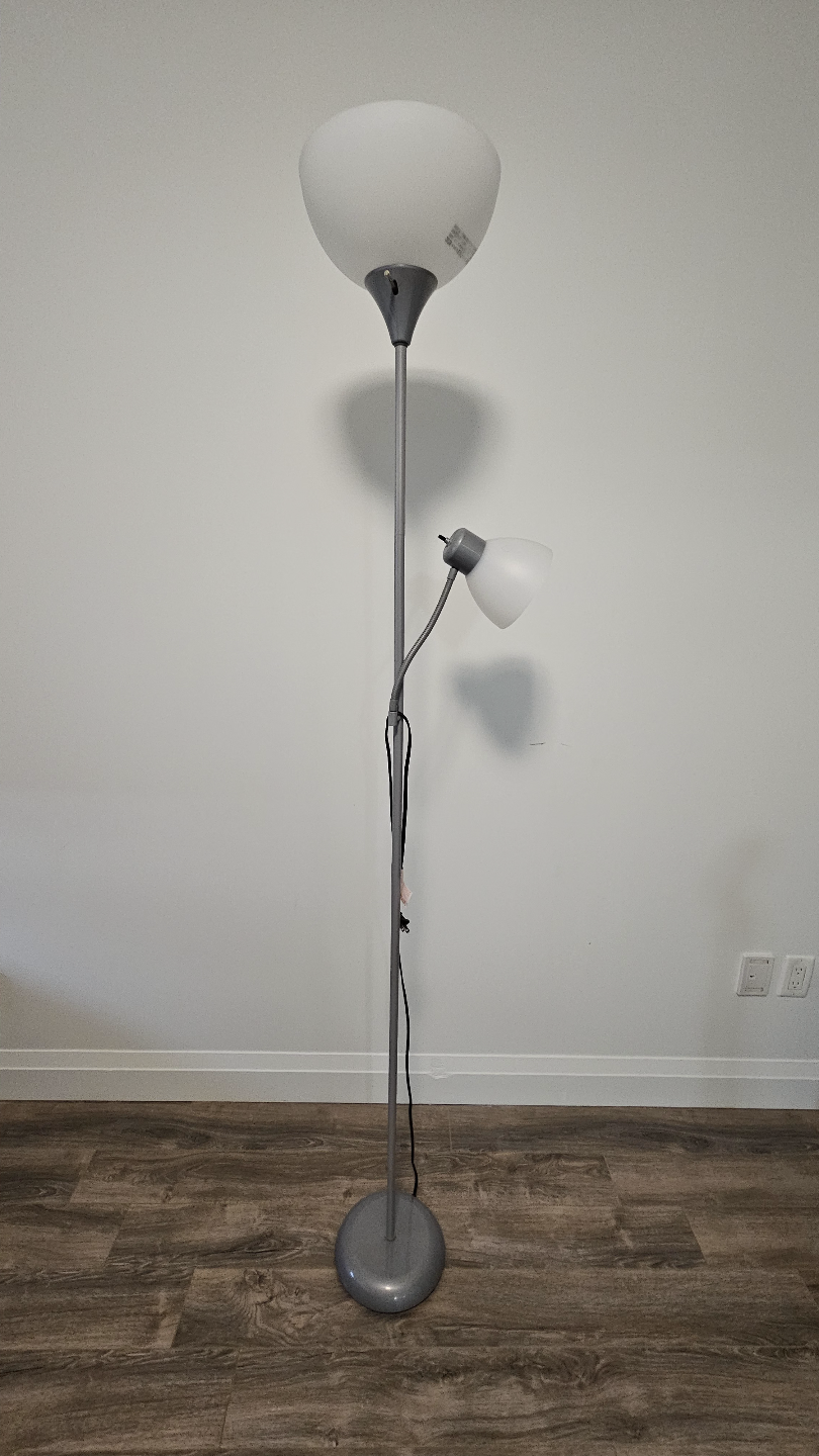 Grey Two-Light Floor Lamp