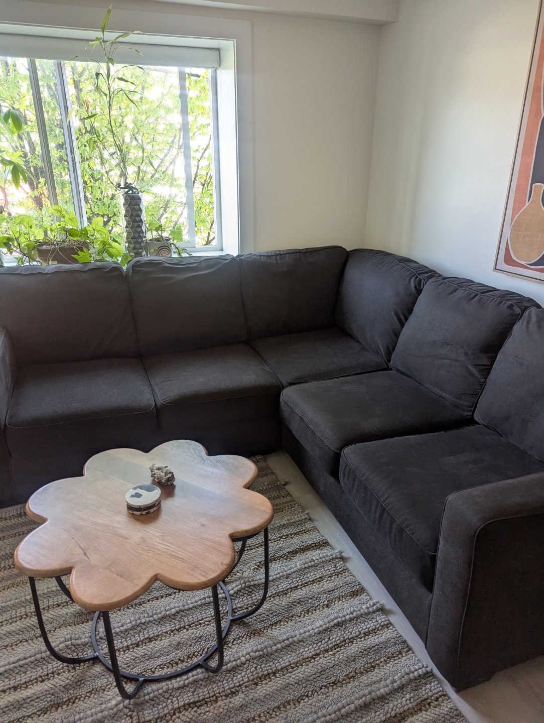 Dark Grey L-Shaped Sectional Sofa