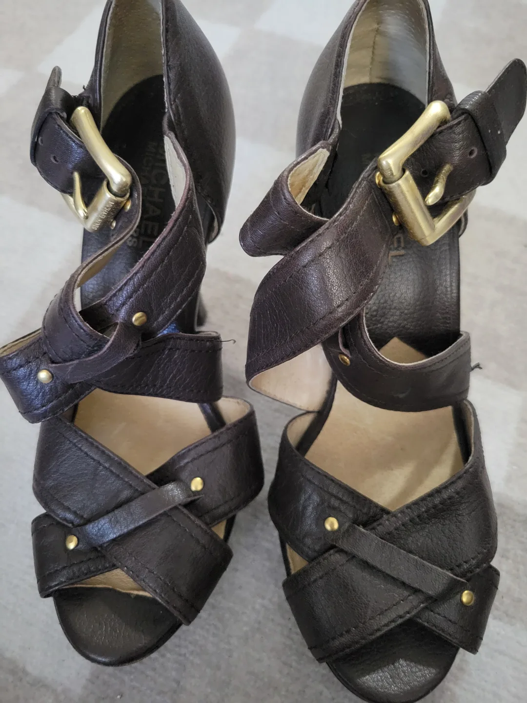Michael Kors Brown Leather Sandals image indicator(2)