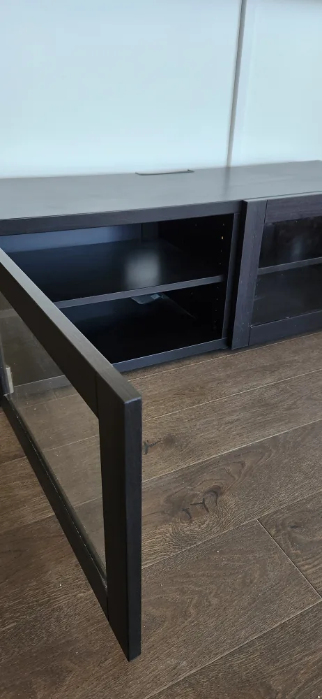 Black TV Stand with Glass Doors image indicator(3)