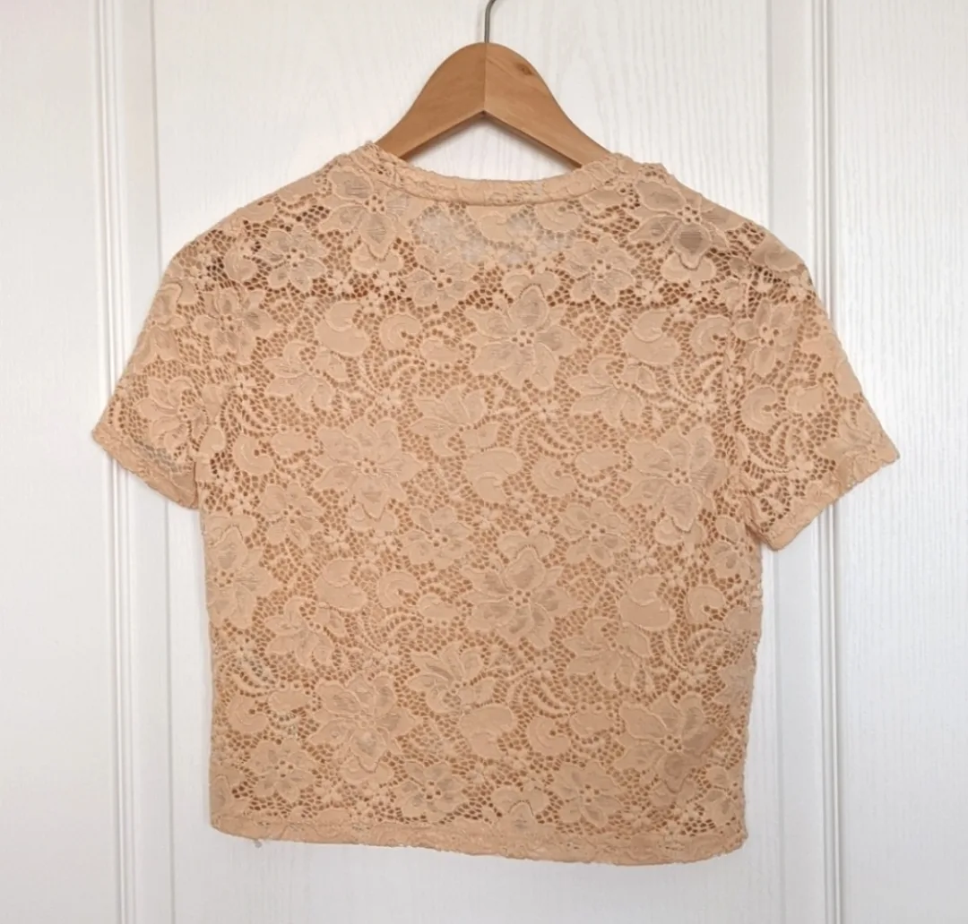 Zara Trafaluc Peach Lace Women's Top NWOT image indicator(2)