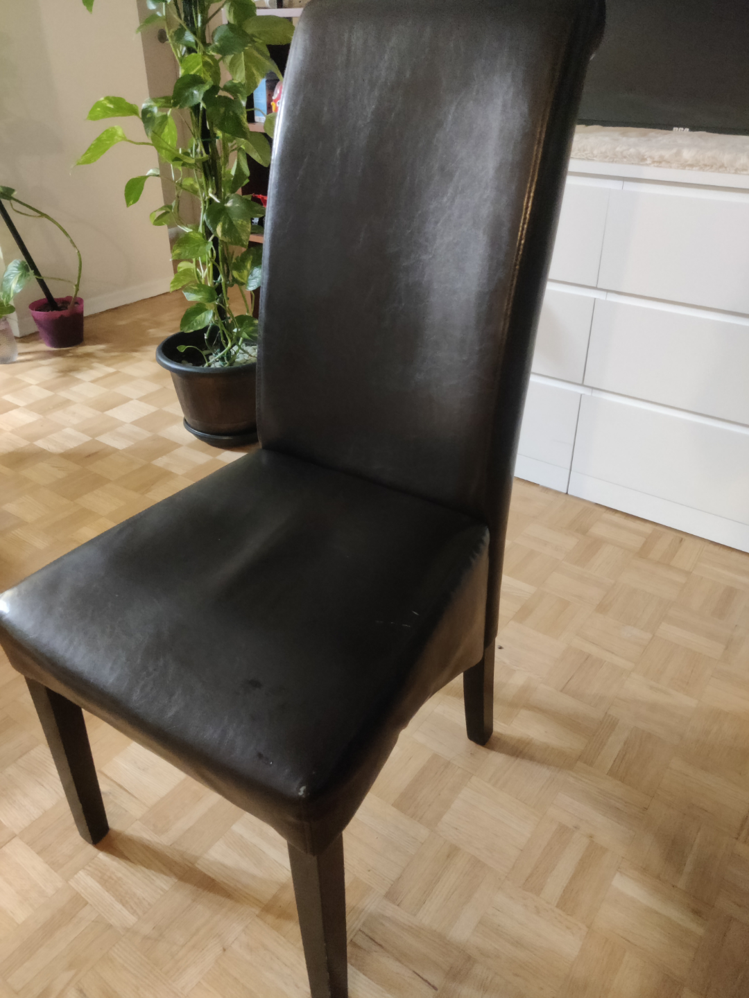 Dark Brown Faux Leather Dining Chair - photo 2