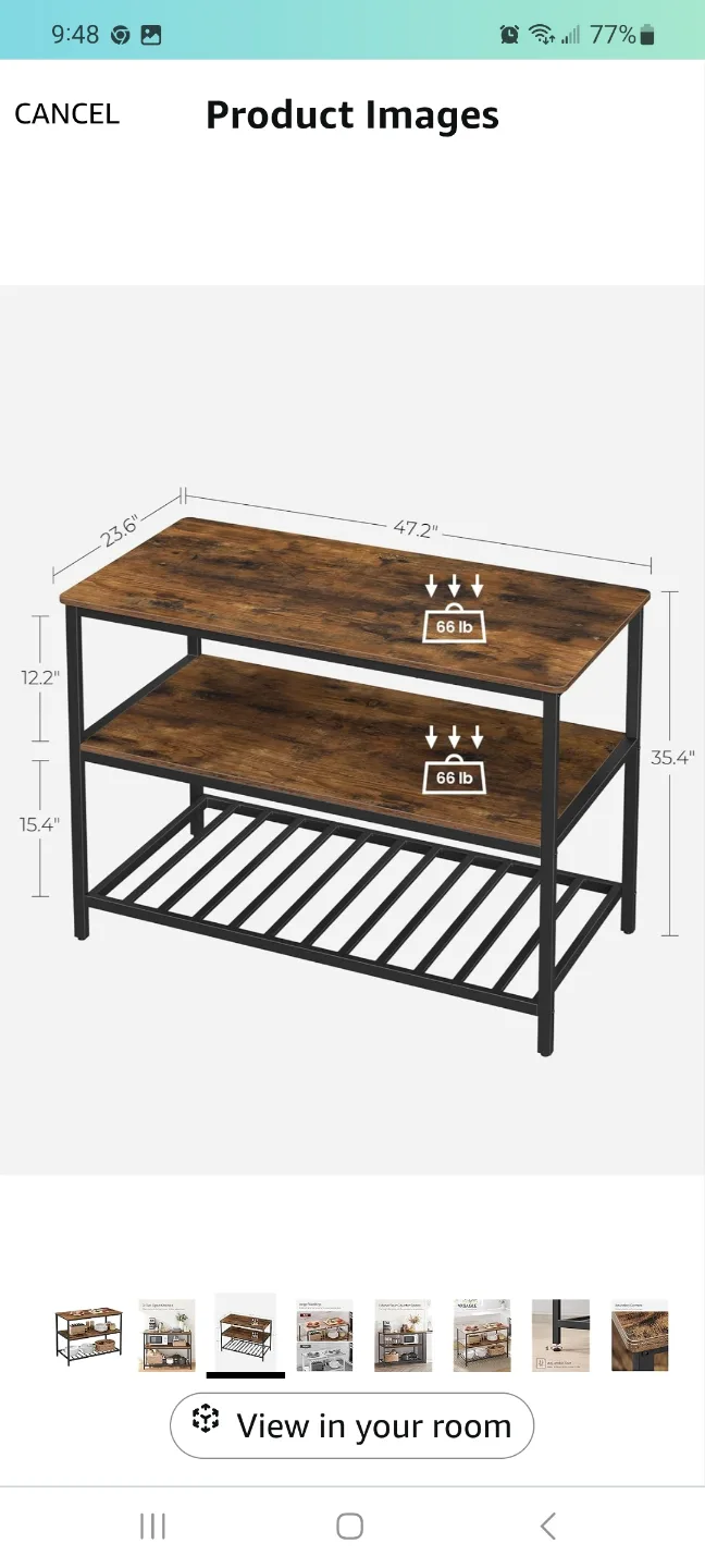 VASAGLE Kitchen Island with 3 Shelves image indicator(4)