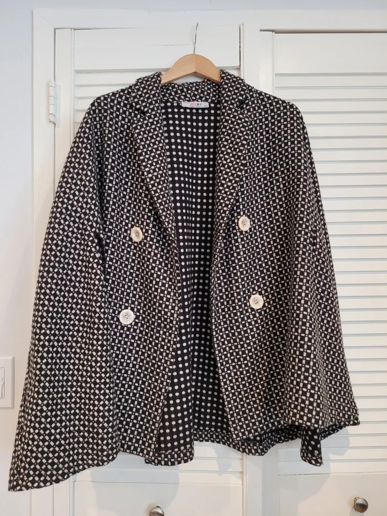 Unique Brown and White patterned cape thumbnail