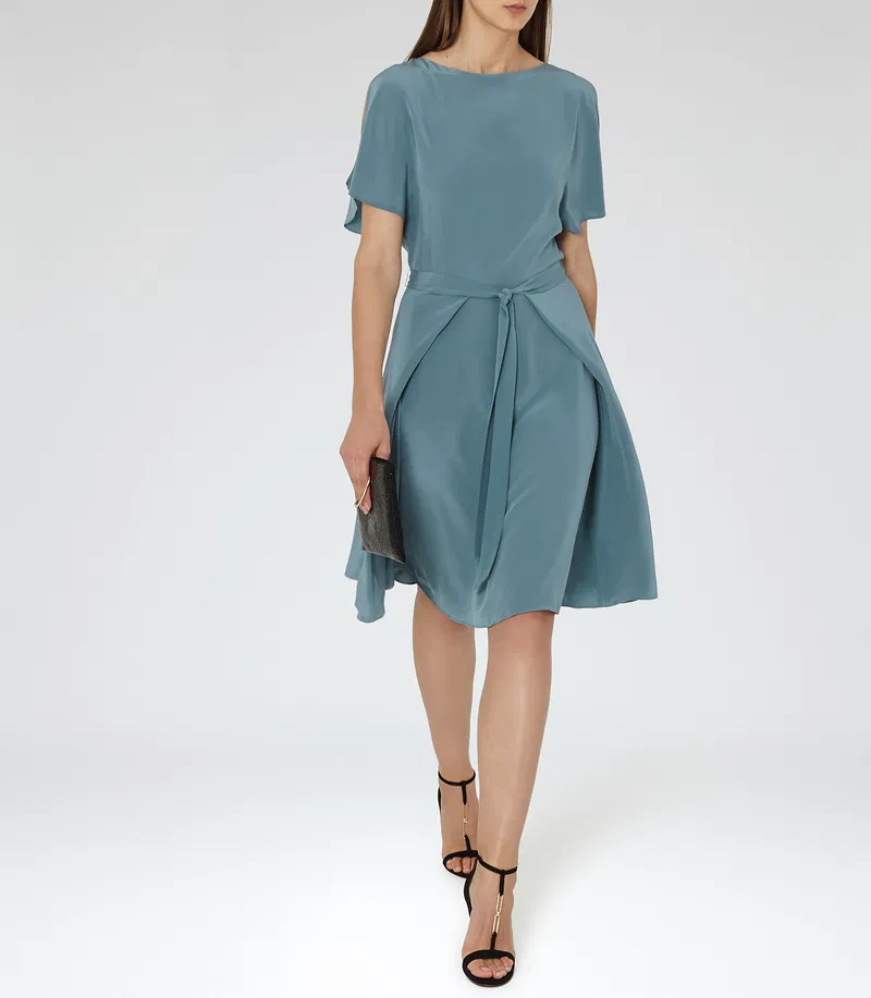 REISS Mira Cold-Shoulder Silk Dress- - photo 4
