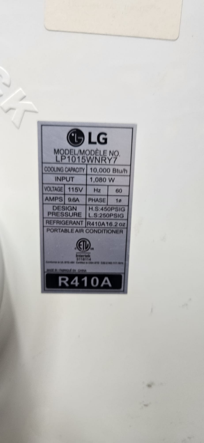 LG LP1015WNRY7 Portable Air Conditioner - photo 2