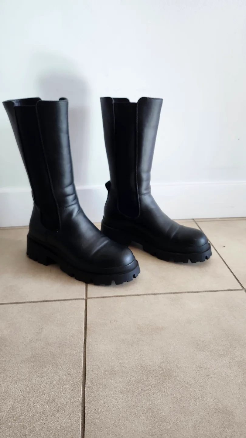 Black Leather Tall Boots Only thumbnail