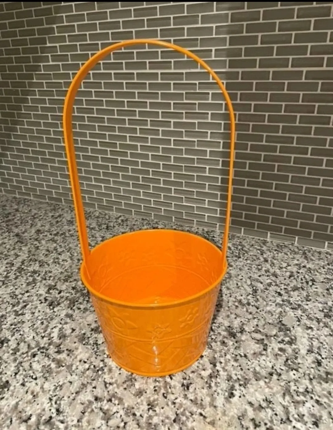 💚 Orange Metal Bucket with Handle thumbnail