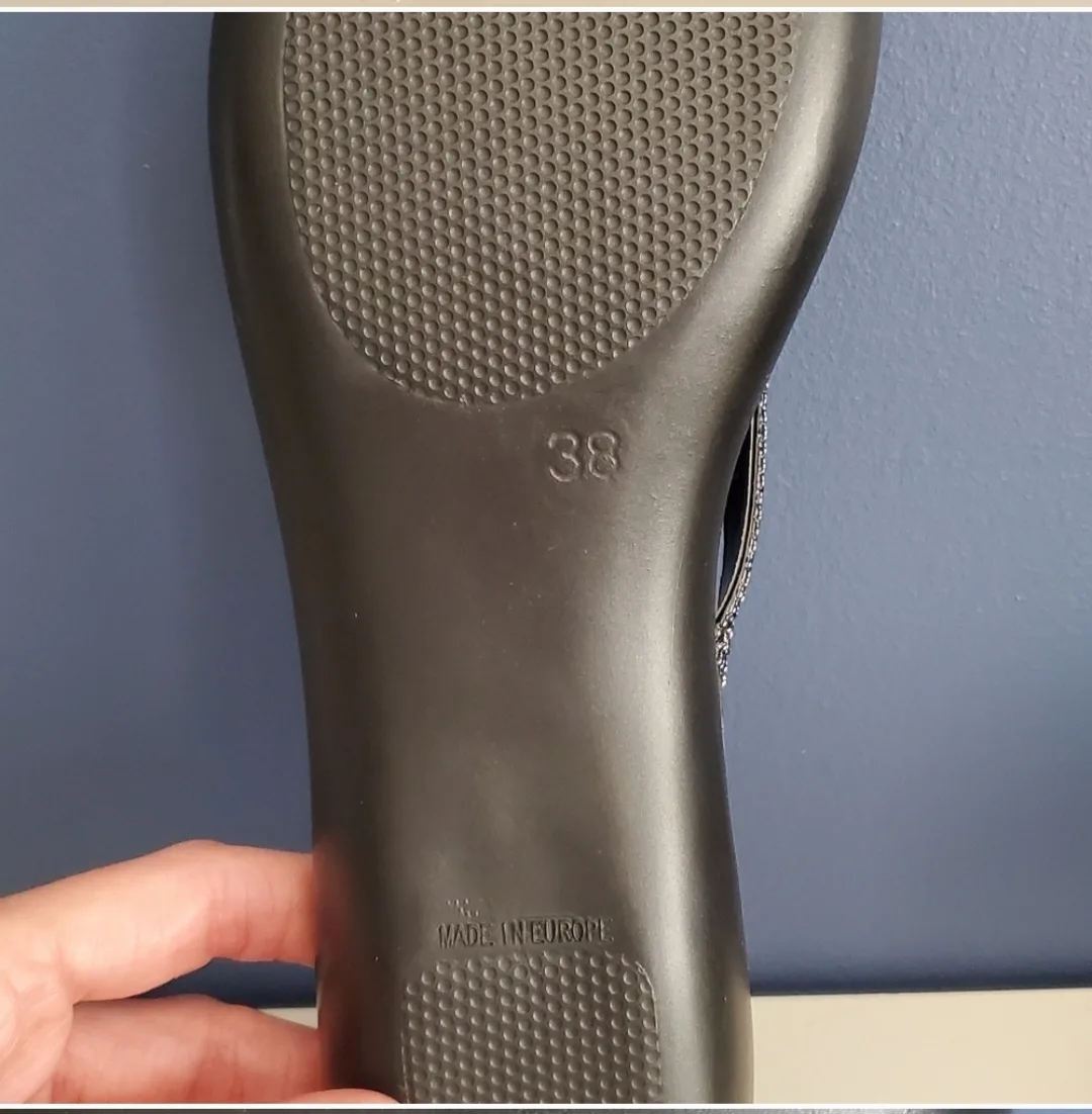 Inblu Women's Size 38 Black Glitter Flip Flops image indicator(3)