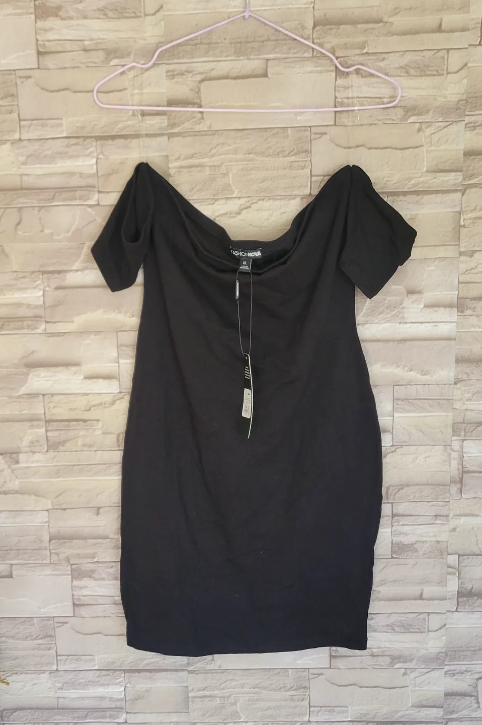 Black Off-the-Shoulder Mini Dress - Size XL *never worn* thumbnail