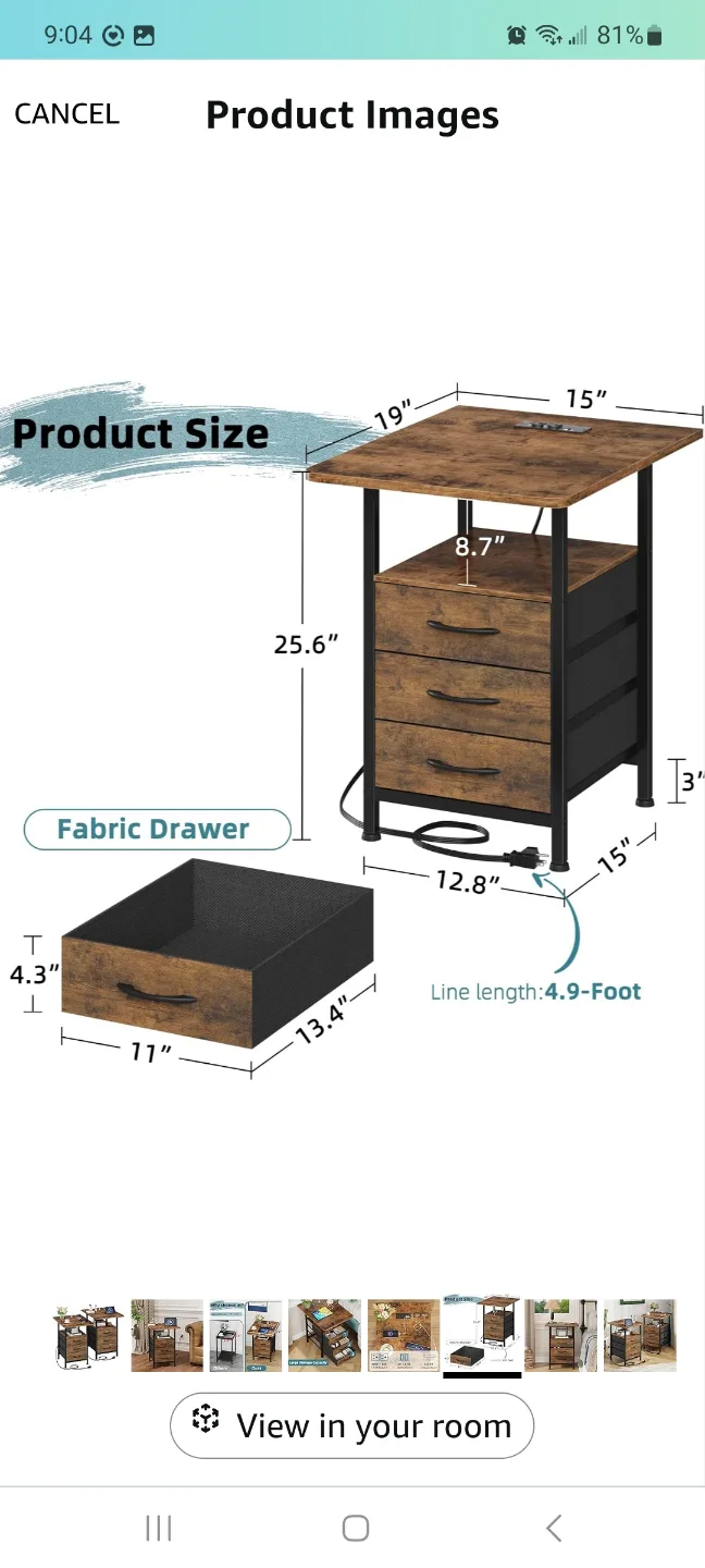 GYIIYUO Nightstand 2 pack with USB and Outlets brand new image indicator(5)