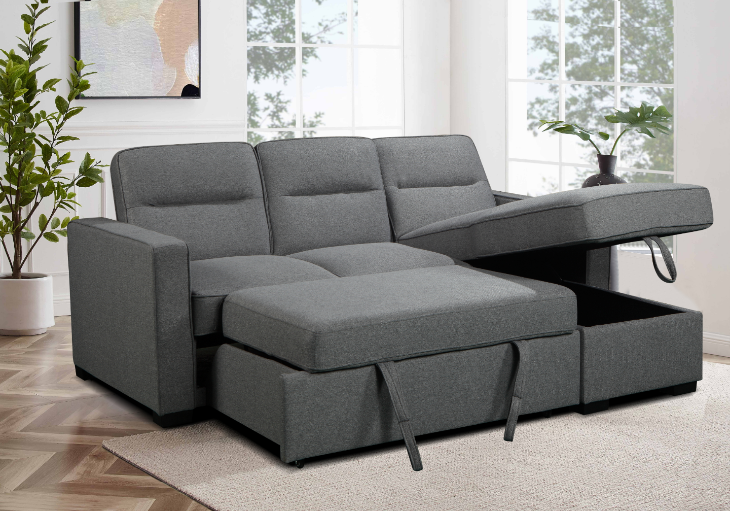 Light Grey Sectional Sofa Bed – On Sale - photo 2