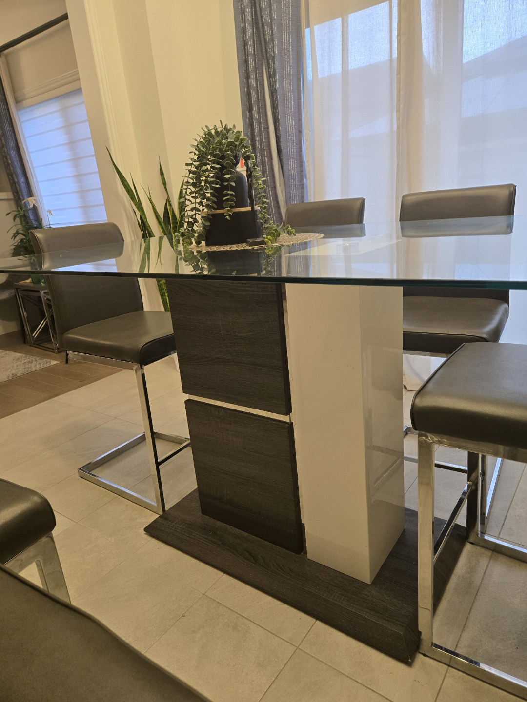 Counter Height Glass-top Dining Table with Six Chairs - photo 2