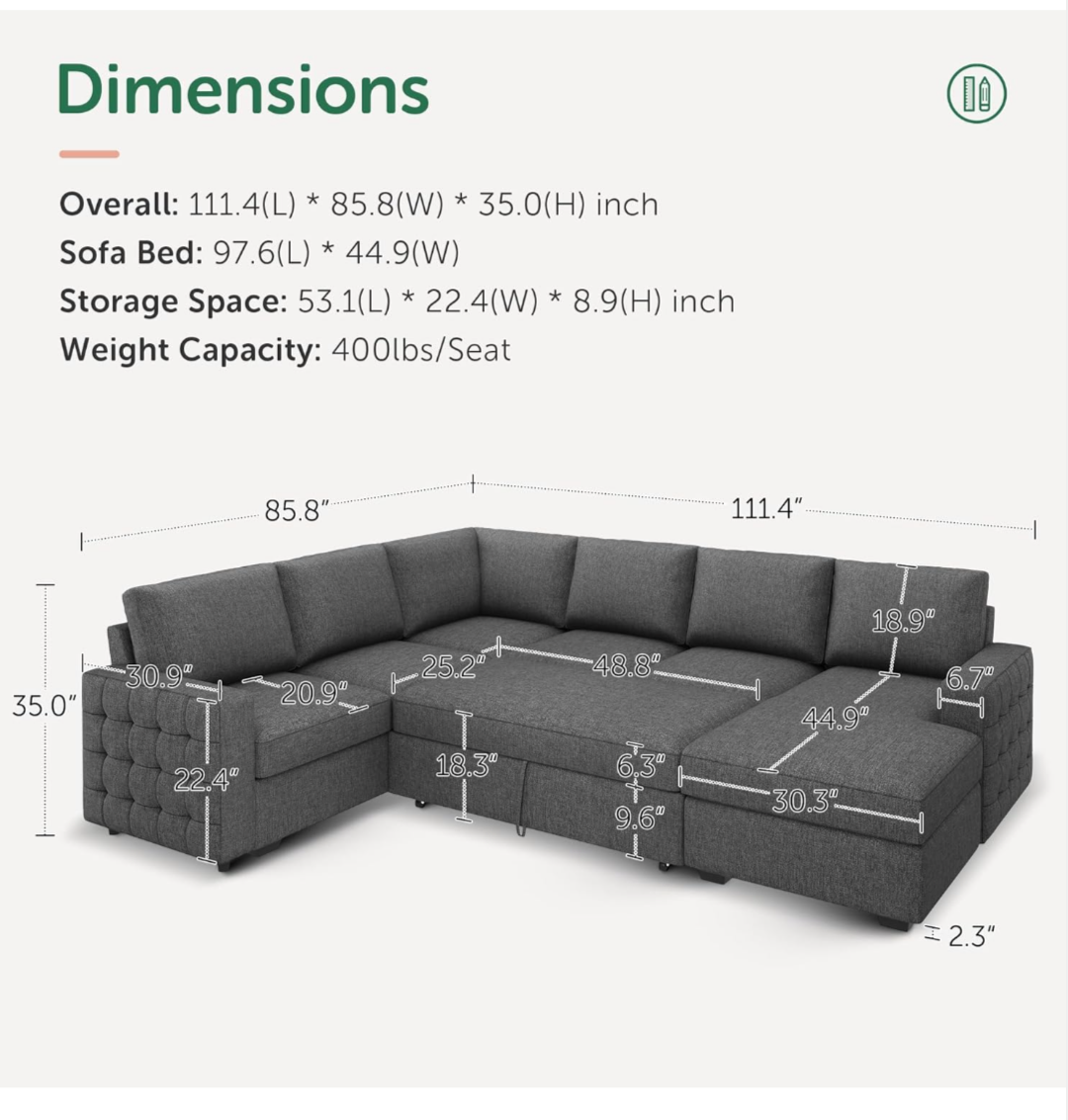 Gray Sectional Sofa with Storage Ottoman - photo 3
