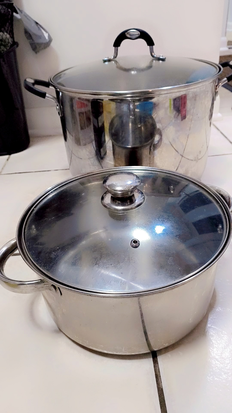 Stainless Steel Stock Pots with Lids - Set of 2