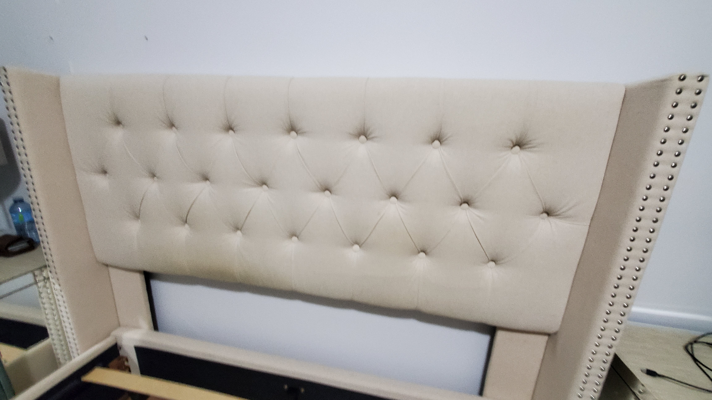 Queen Size Upholstered Bed Frame with Headboard