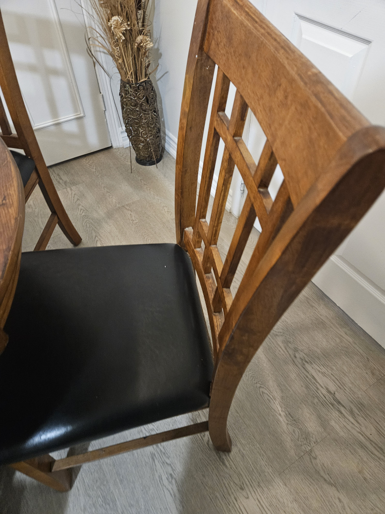 Round Wooden Dining Table, Rectangle coffee table, and 5 Chairs - photo 2