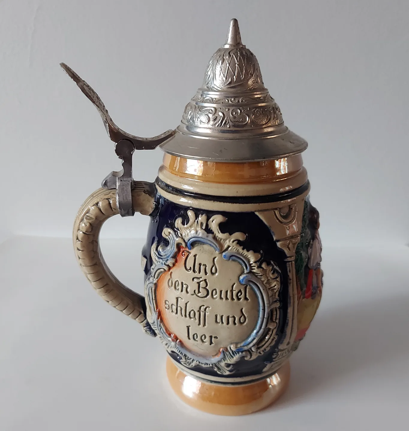 Original Vintage German Beer Stein with Meat Lid image indicator(3)