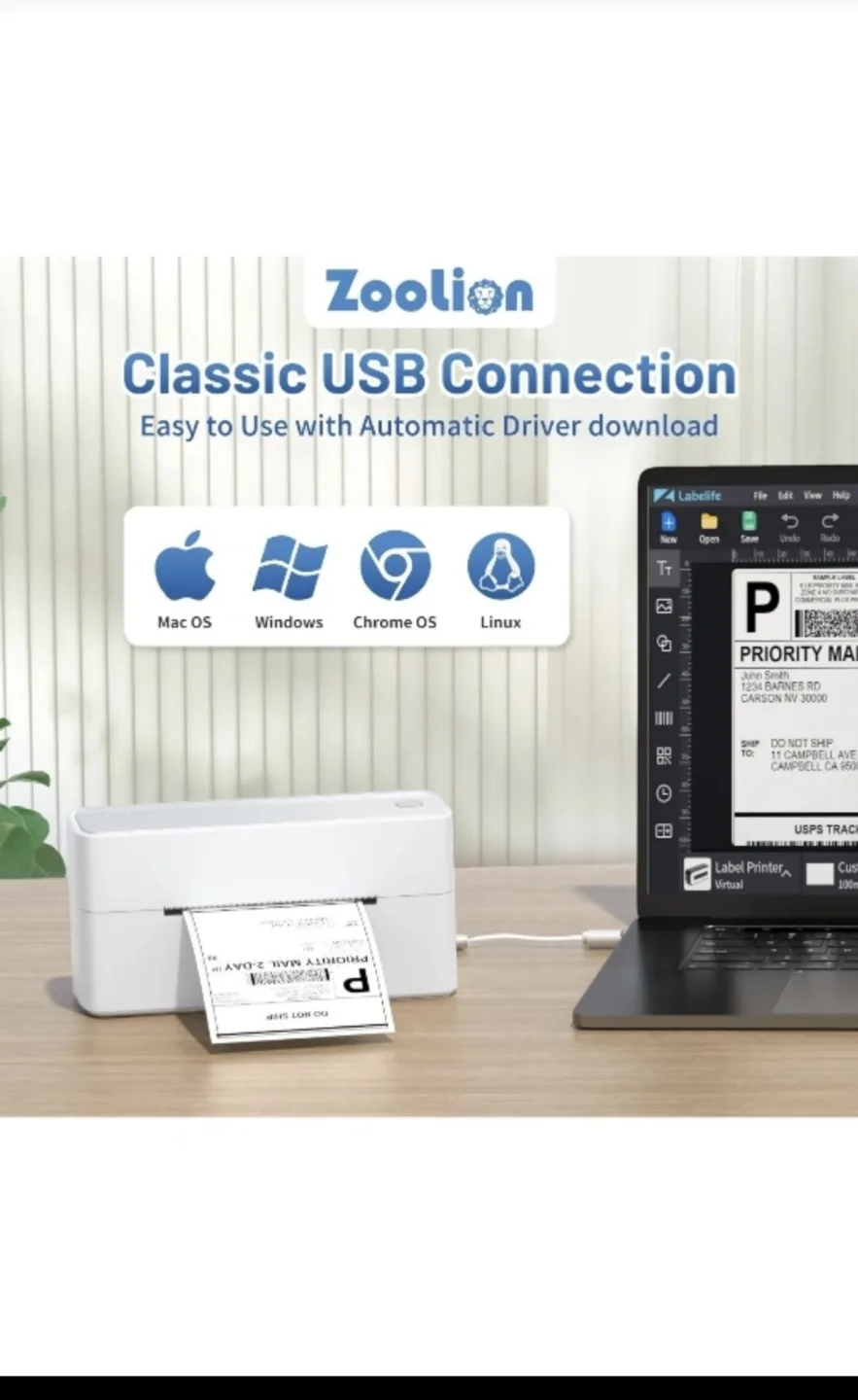 Zoolion 241BT Thermal Label Printer - Compact and Efficient image indicator(8)