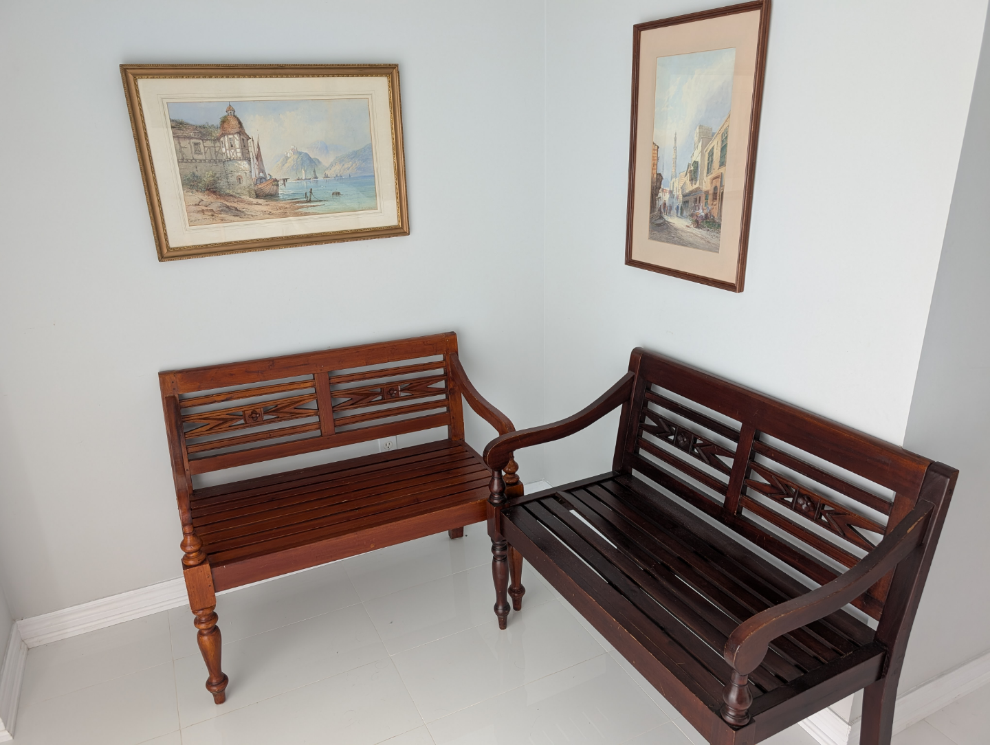 Pair of Antique Wooden Benches