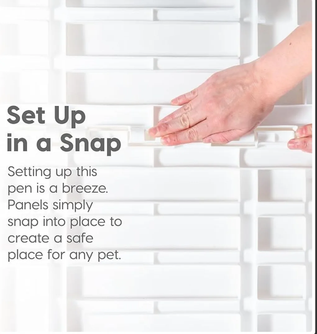 Pet Playpen - White - 4 Panels - Easy Setup image indicator(4)