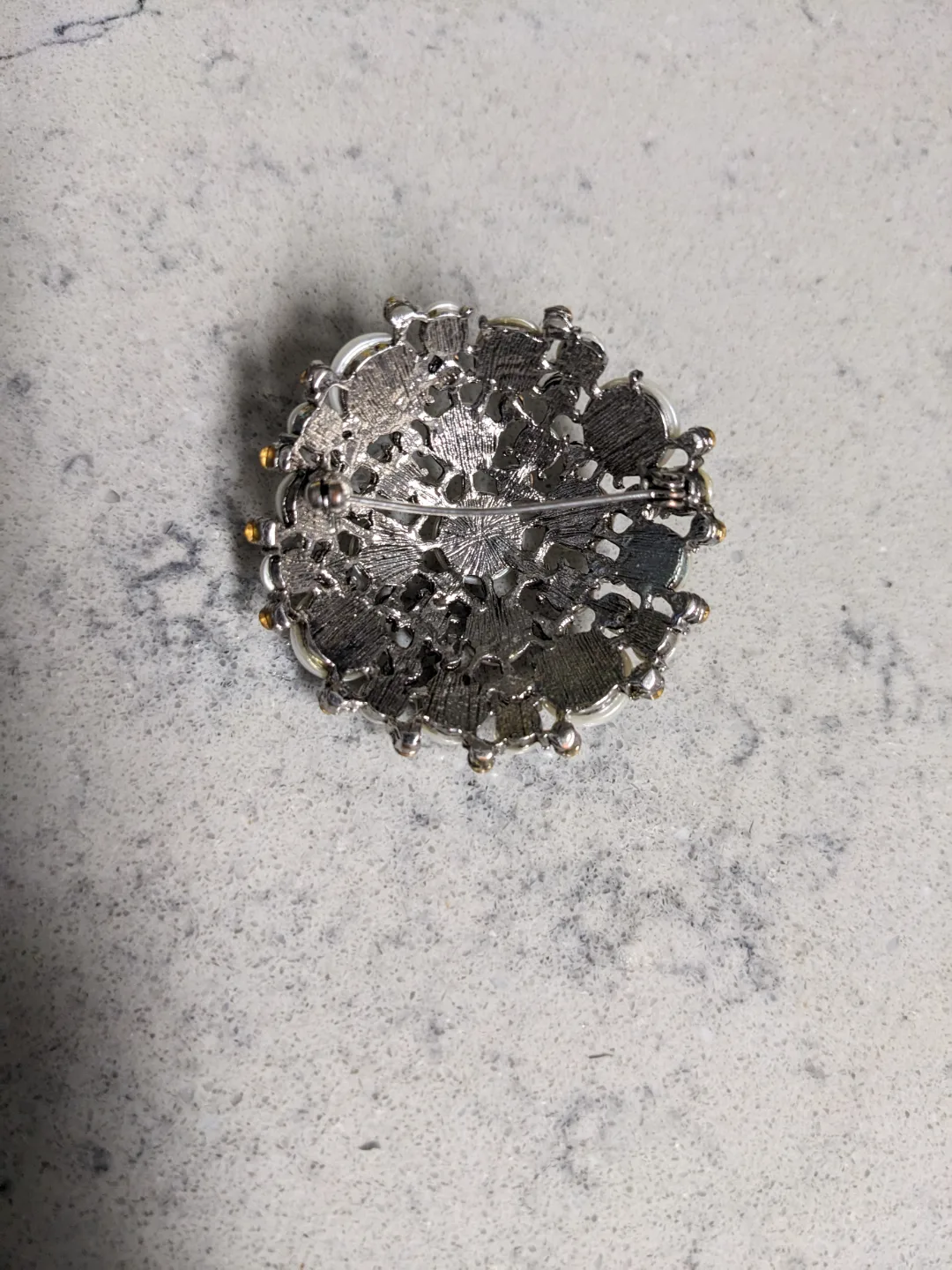 Elegant Antique Pearl Rhinestone Brooch pageant wedding bride image indicator(2)