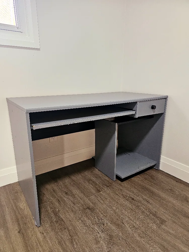 Grey Computer Desk with Keyboard Tray and Drawer image indicator(2)