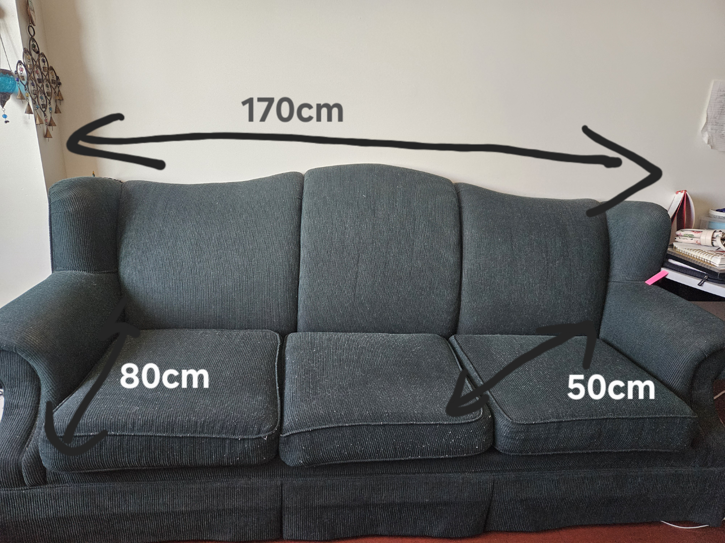 Dark Green Upholstered Armchair and Sofa Set