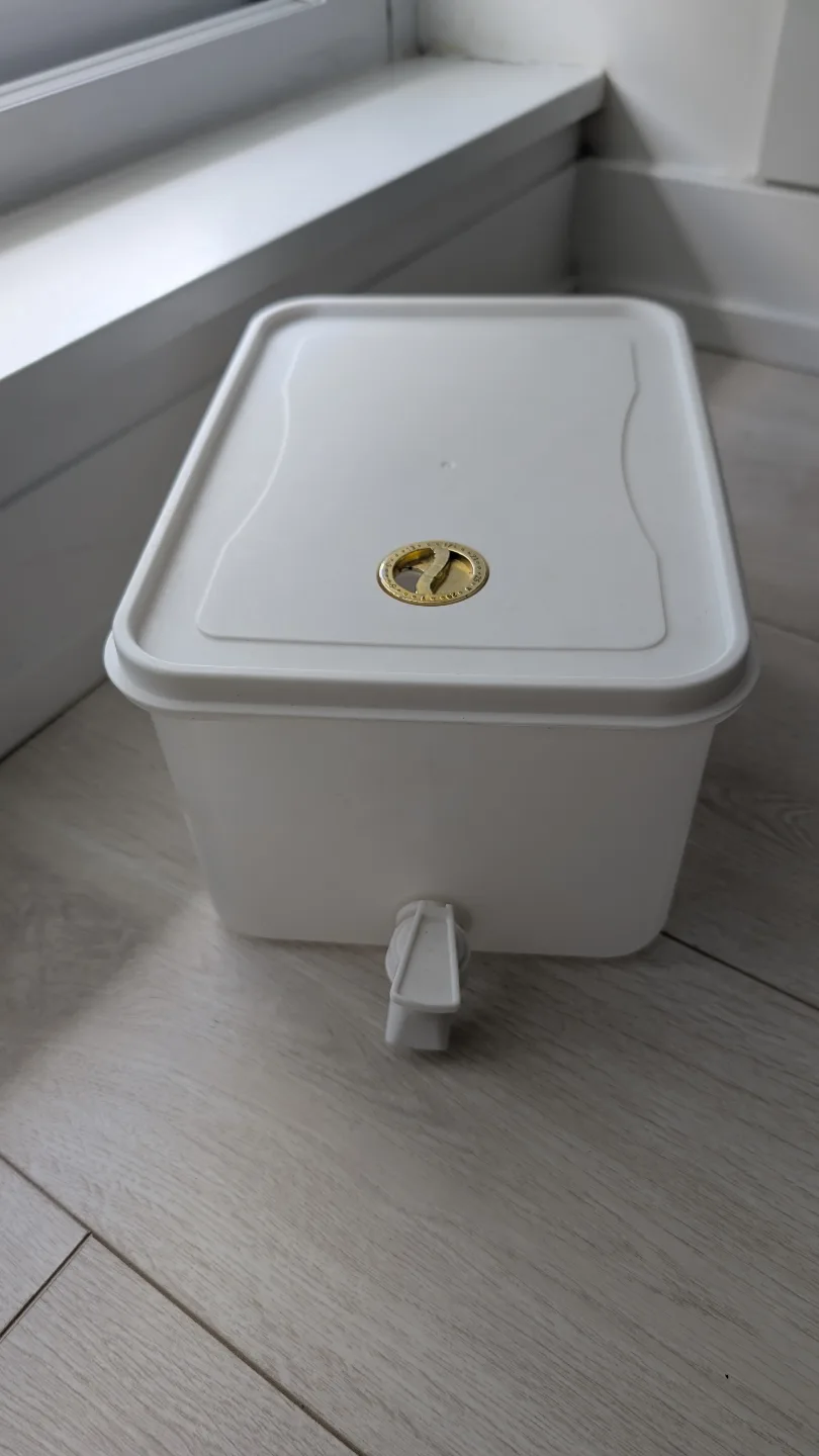 White Plastic Beverage Dispenser with Tap thumbnail