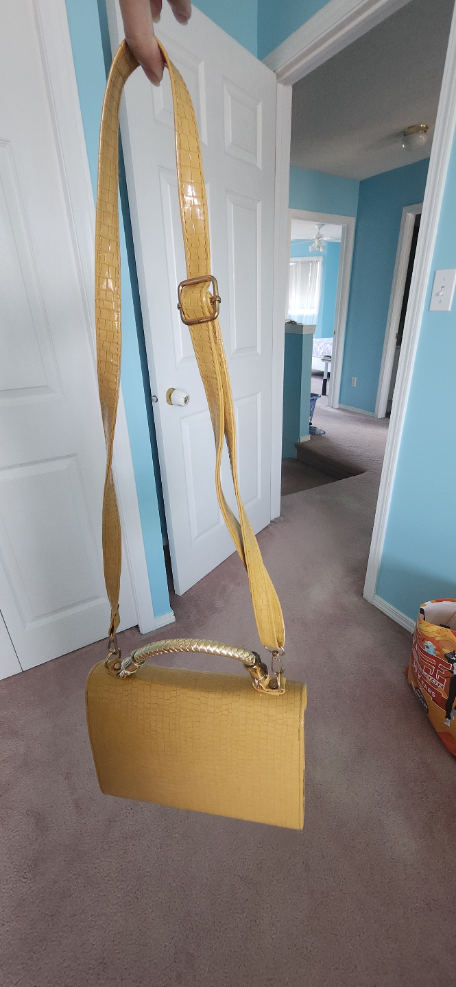 Mustard Yellow Crocodile Pattern Handbag - photo 2