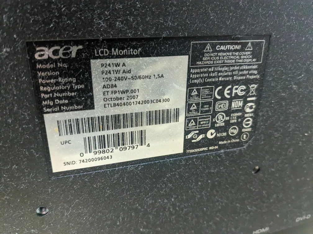 Acer P241W LCD Monitor #freecycle 💚 image indicator(2)