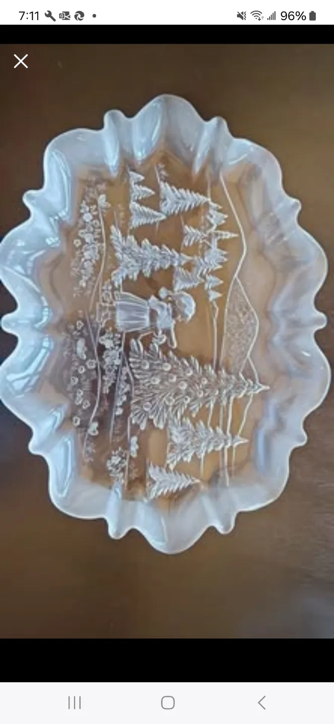 💚Mikasa Embossed Christmas Tree Scene Oval Serving Platter thumbnail