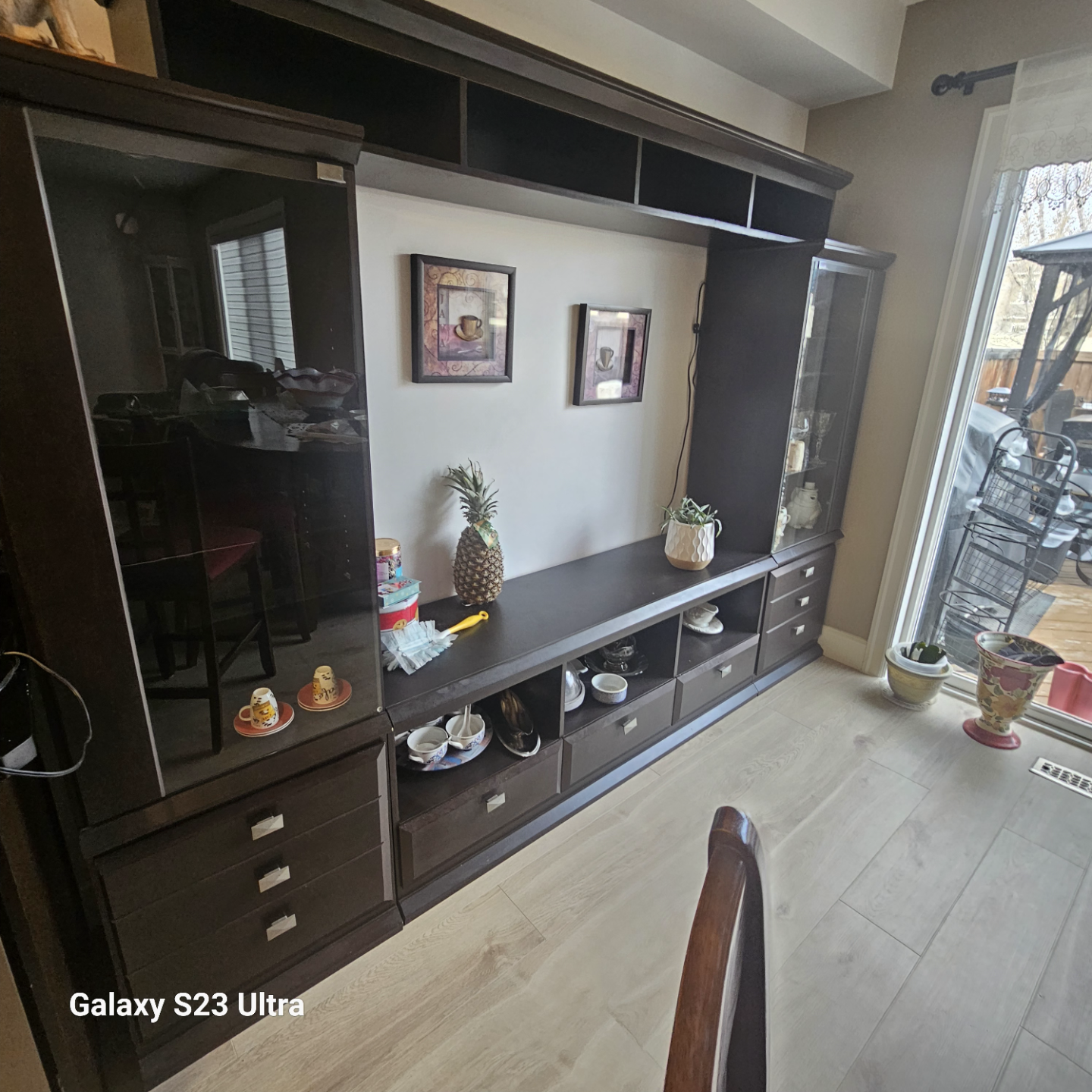 Large Dark Brown Entertainment Center with Glass Doors ❤️ - photo 2