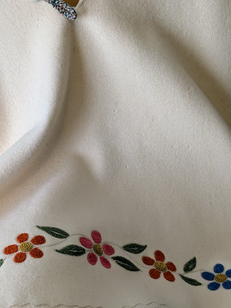 Vintage 1980s hand embroidered Wool Anorak with fur trim. image indicator(3)