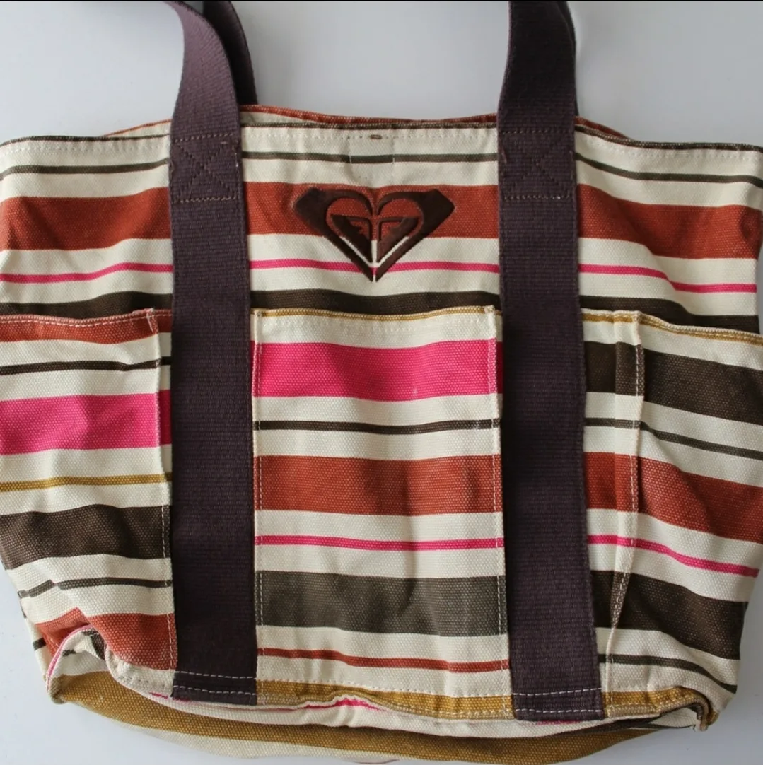 Vintage Roxy Striped Tote Bag image indicator(4)