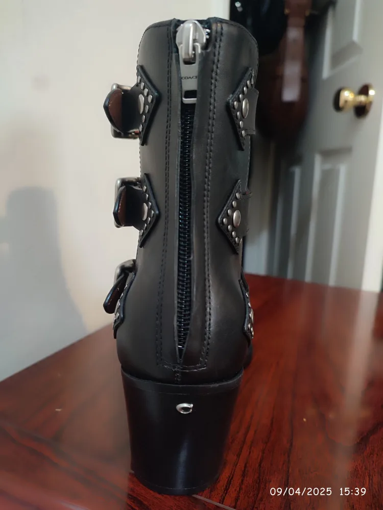 Black Leather Studded Ankle Boots thumbnail