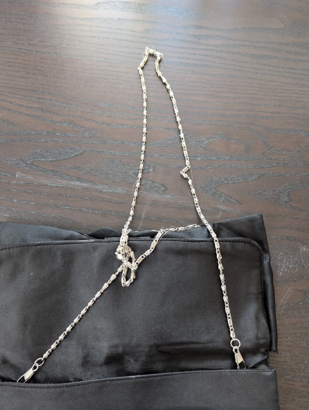 Black Satin Rose Clutch with Chain Strap image indicator(3)