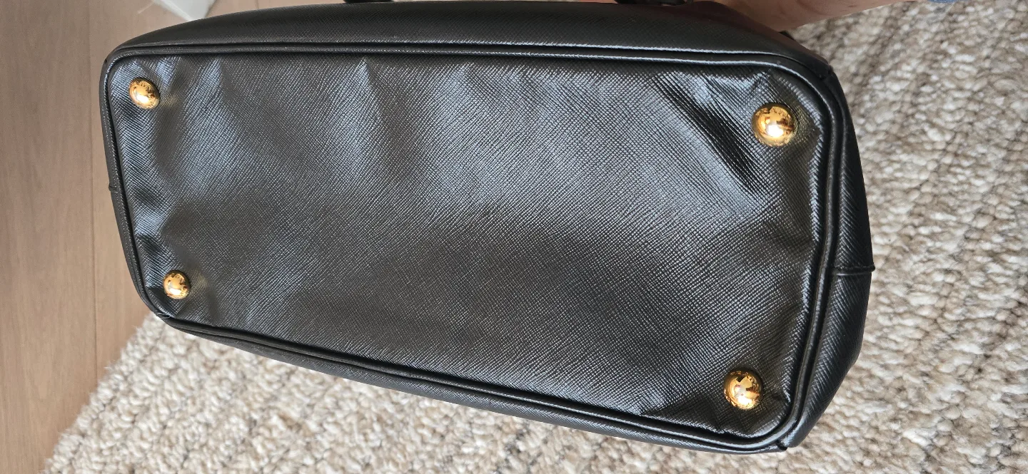 Prada Black Saffiano Lux Leather Small Double Zip Tote Bag image indicator(5)