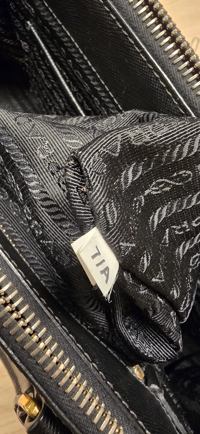 Prada Black Saffiano Lux Leather Small Double Zip Tote Bag image indicator(9)