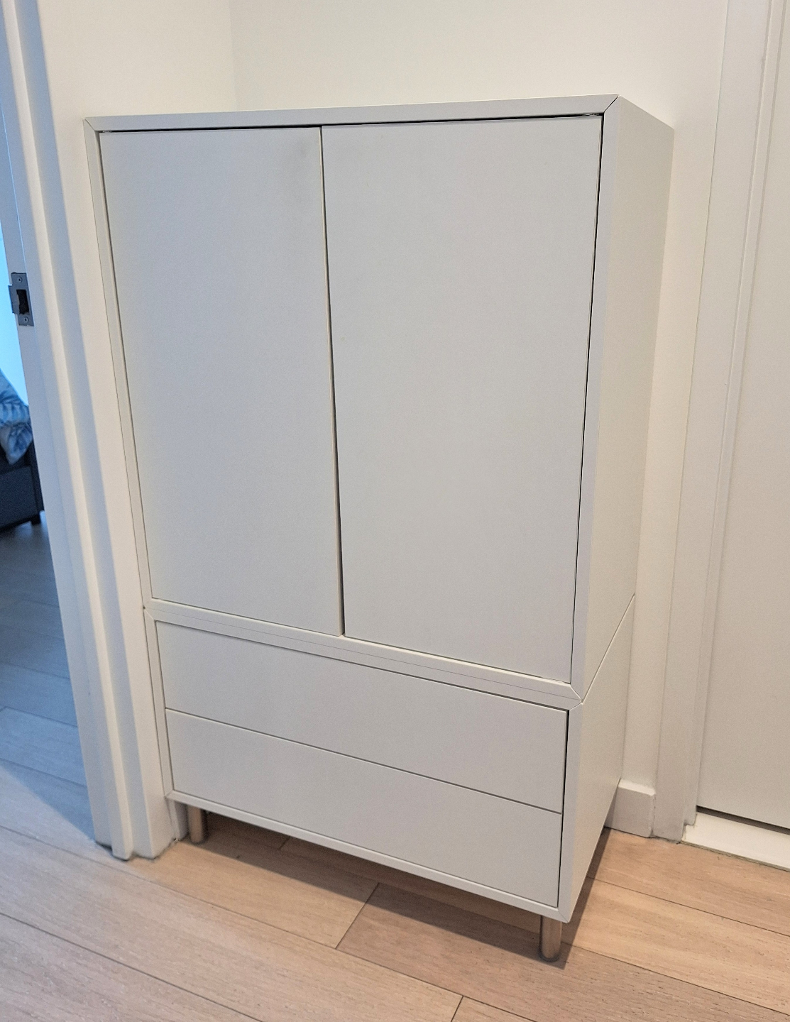 White Cabinet with Two Drawers