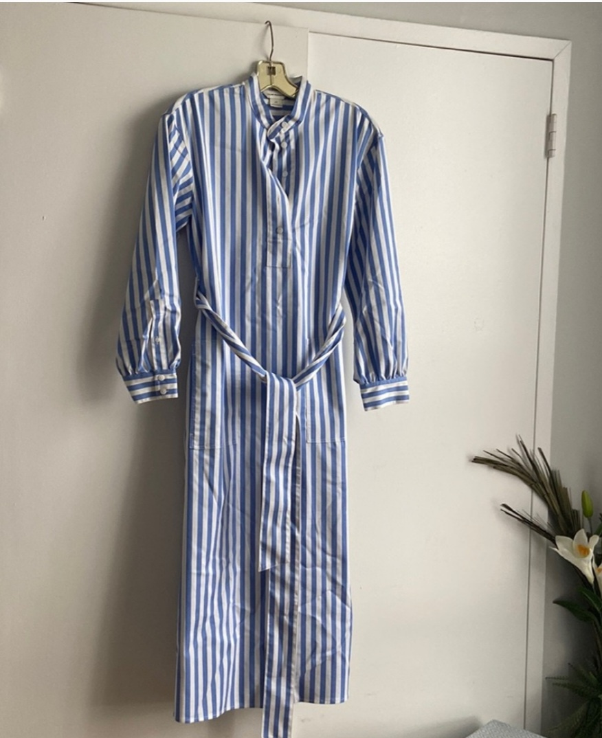 Striped midi shirt dress - photo 2