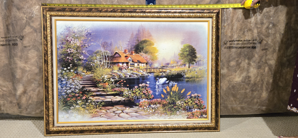 Framed Cottage Landscape Painting - photo 2