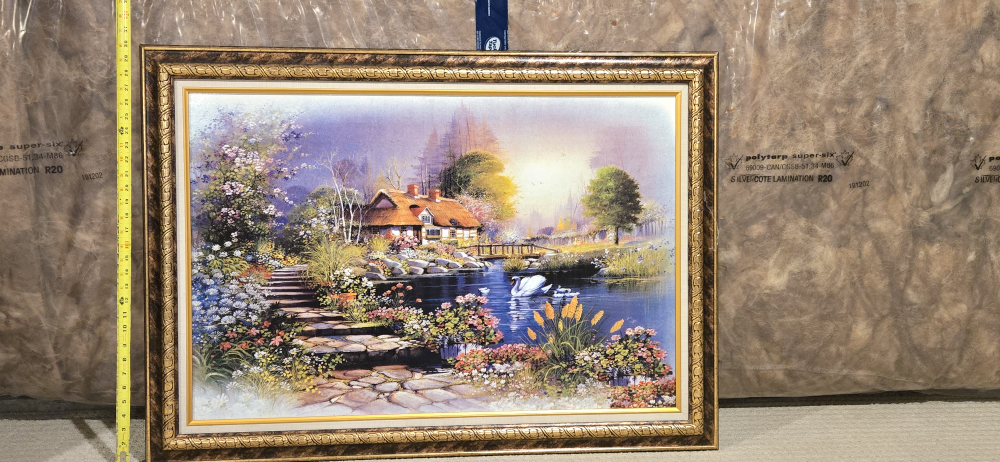 Framed Cottage Landscape Painting - photo 3