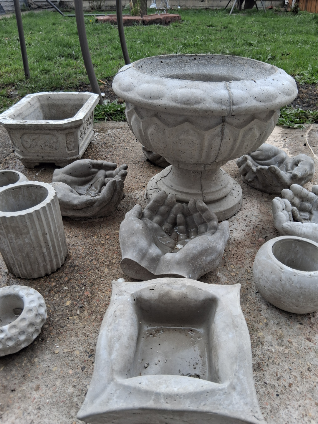 Cement Planters and Decorative Hands - photo 2