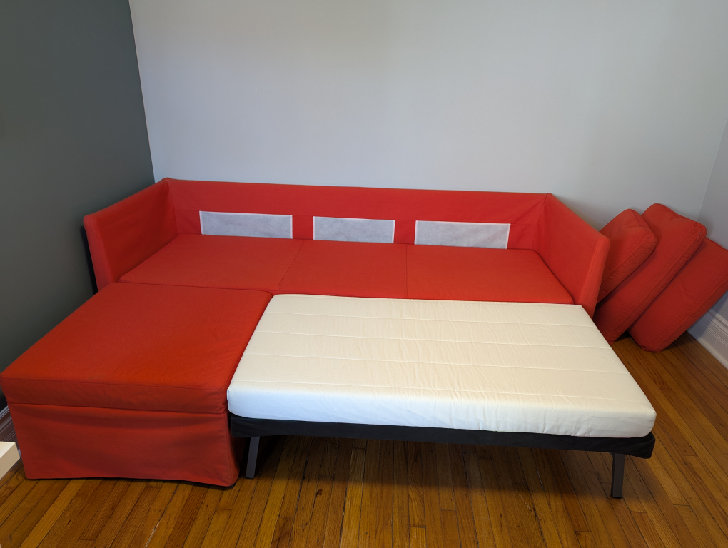 Like New IKEA Corner Sofa Bed in Eye-Catching Red Orange! - photo 5