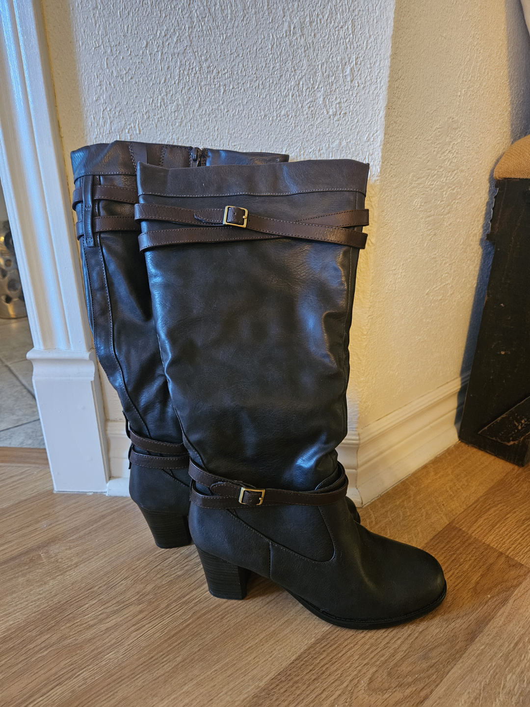 Naturalizer Womens Brown Knee-High Wide Calf Boots Size 10W